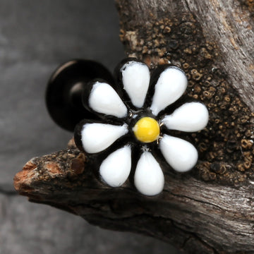 Detail View 1 of Colorline Spring Blossom Flower Top Steel Labret-Black/White/Yellow
